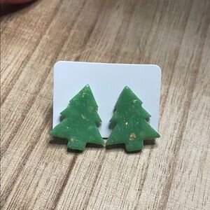 Green Christmas Tree Earrings